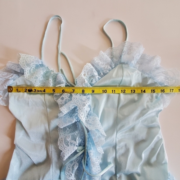 1443 * Unbranded Lace Camisole Baby Blue Size M Vintage Made in USA - Picture 7 of 8